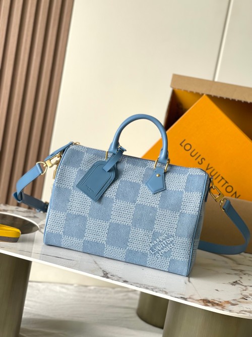 Louis Vuitton Speedy 30 Bandouliere Bag - Blue Denim, A-Grade Steel Hardware 1 Louis Vuitton Speedy 30 Bandouliere Bag - Blue Denim, A-Grade Steel Hardware