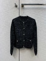 Chanel Clothing Cardigans Black Sewing Cotton Fall/Winter Collection