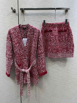 Fake Designer Chanel Clothing Coats & Jackets Red White Knitting Fall/Winter Collection