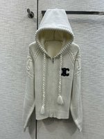 Celine Clothing Cardigans Knit Sweater Weave Knitting Fall/Winter Collection Hooded Top