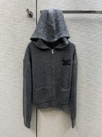 Celine Clothing Cardigans Weave Knitting Fall/Winter Collection Hooded Top