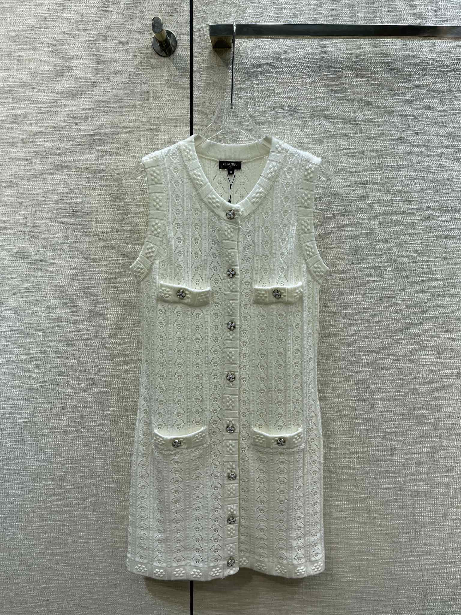 Chanel Clothing Dresses Tank Tops&Camis White Embroidery Spring Collection