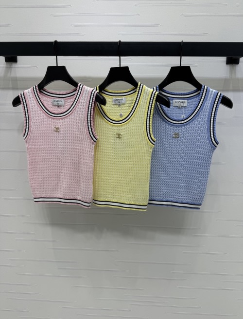 Chanel 2025 Spring/Summer Knit Tank Top - Round Neck, Slim Fit, and Chic Style 1 Chanel 2025 Spring/Summer Knit Tank Top - Round Neck, Slim Fit, and Chic Style