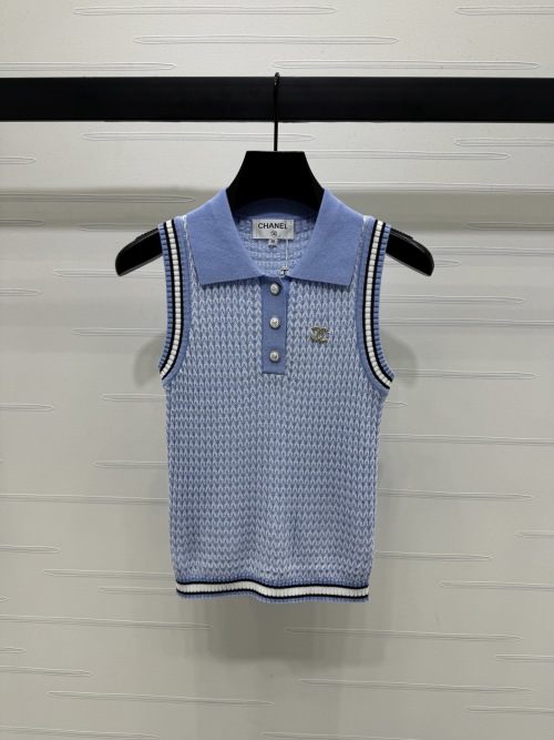Chanel 2025 Spring/Summer Knit Vest - Round Neck, Slim Fit, Inverted Lapel 1 Chanel 2025 Spring/Summer Knit Vest - Round Neck, Slim Fit, Inverted Lapel