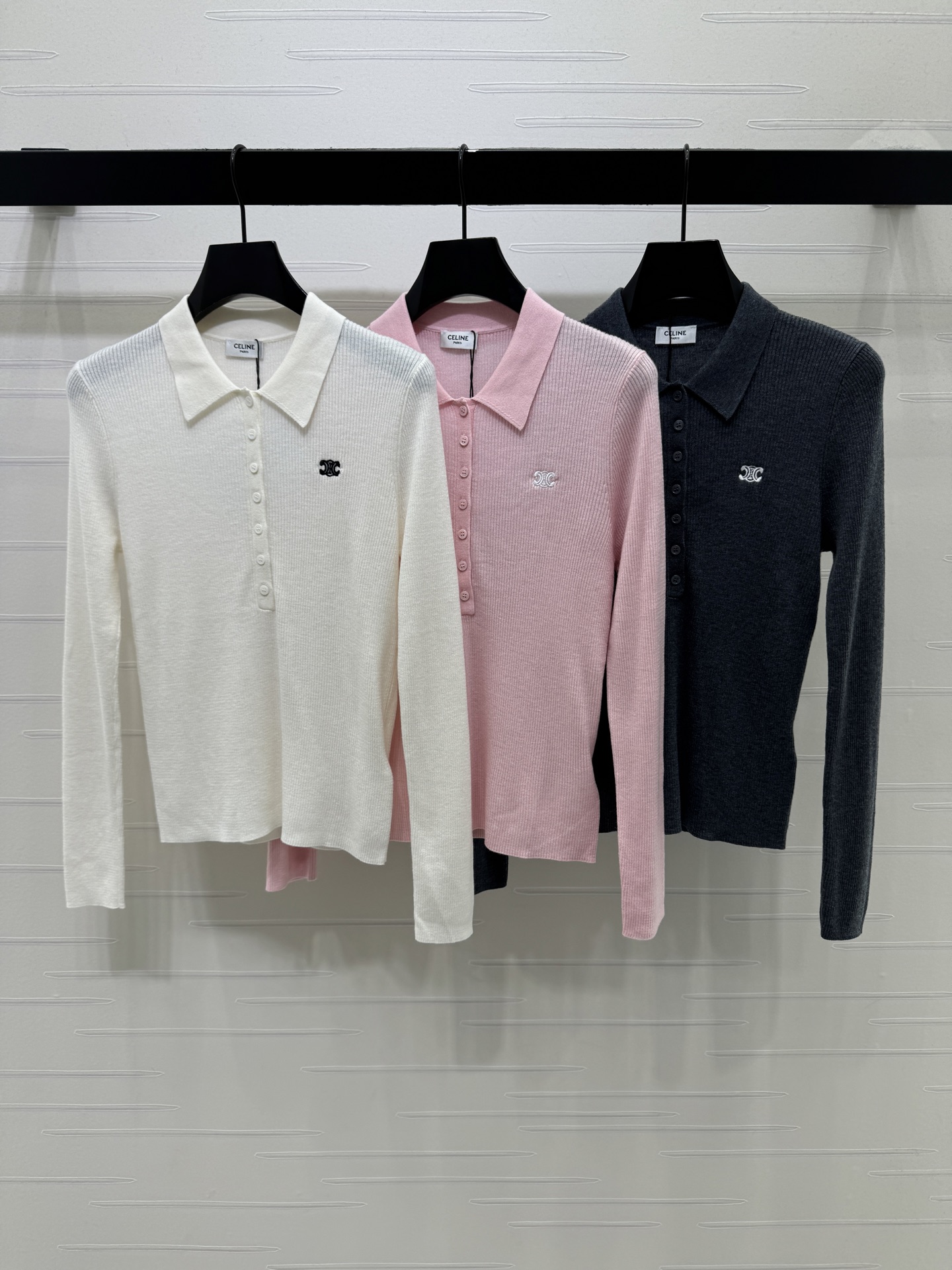 Celine Contrast Collar Polo Sweater