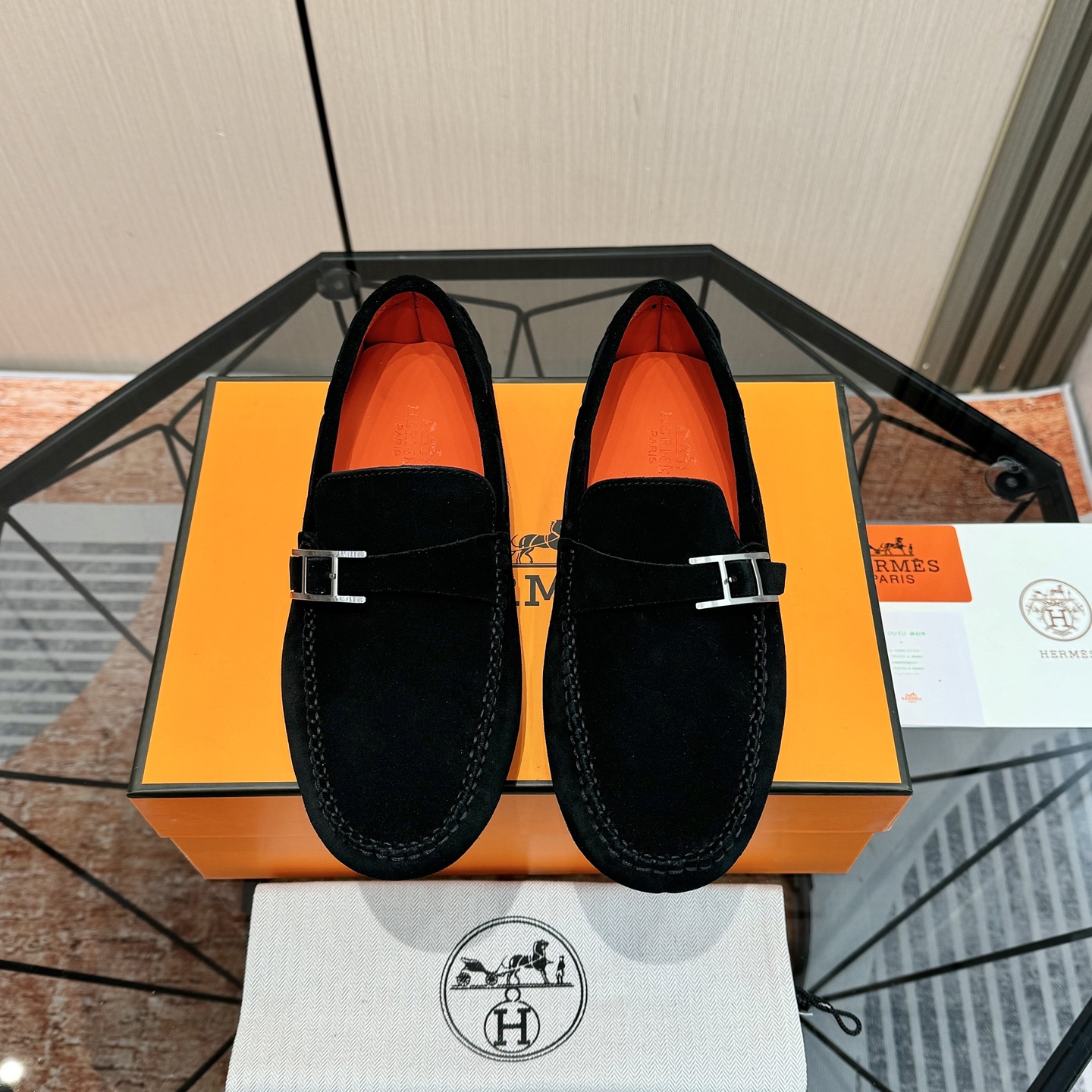 Hermès Men's Black Suede Leather Loafers with Metal H Buckle 4 i1741243686144 2500 0 2