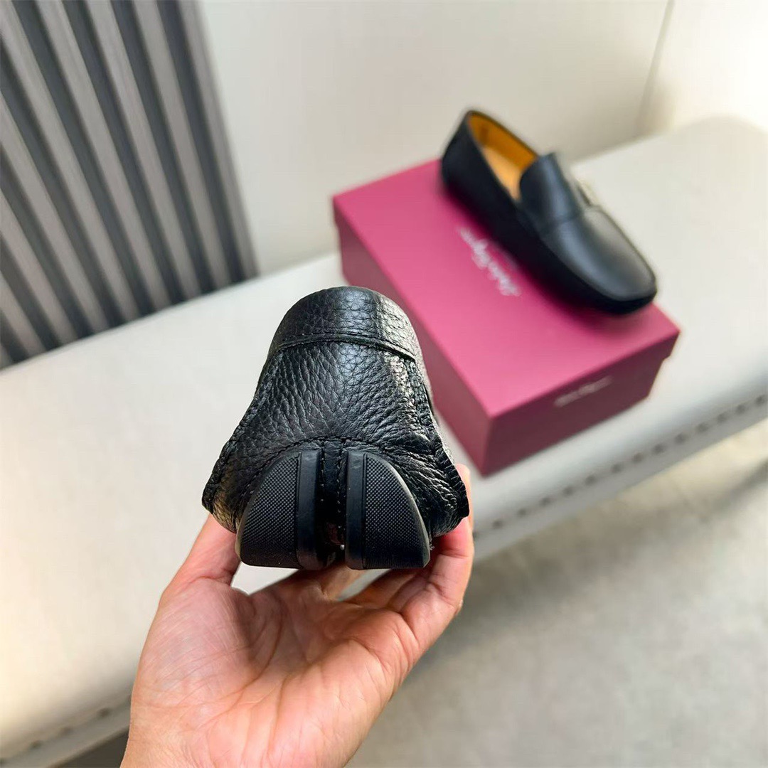 Ferragamo Style Black Leather Men's Shoes Men's Shoes Men's Shoes detail image 3 from source 783438