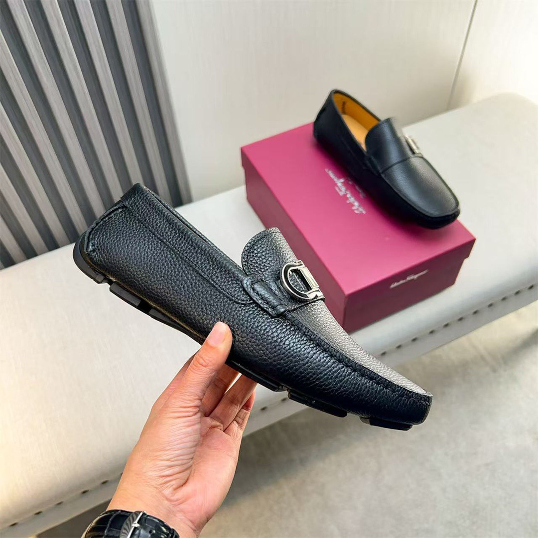 Ferragamo Style Black Leather Men's Shoes Men's Shoes Men's Shoes detail image 6 from source 783438