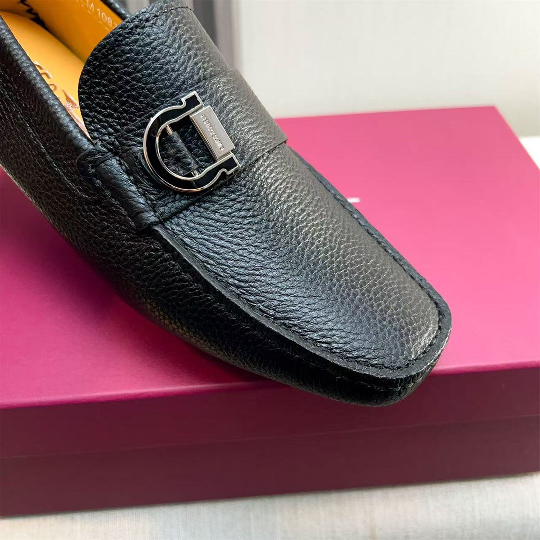 Ferragamo Style Black Leather Men's Shoes Men's Shoes Men's Shoes detail image 7 from source 783438