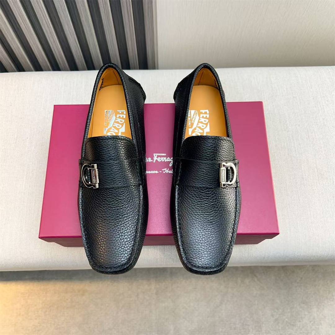 Ferragamo Style Black Leather Men's Shoes Men's Shoes Men's Shoes detail image 4 from source 783438