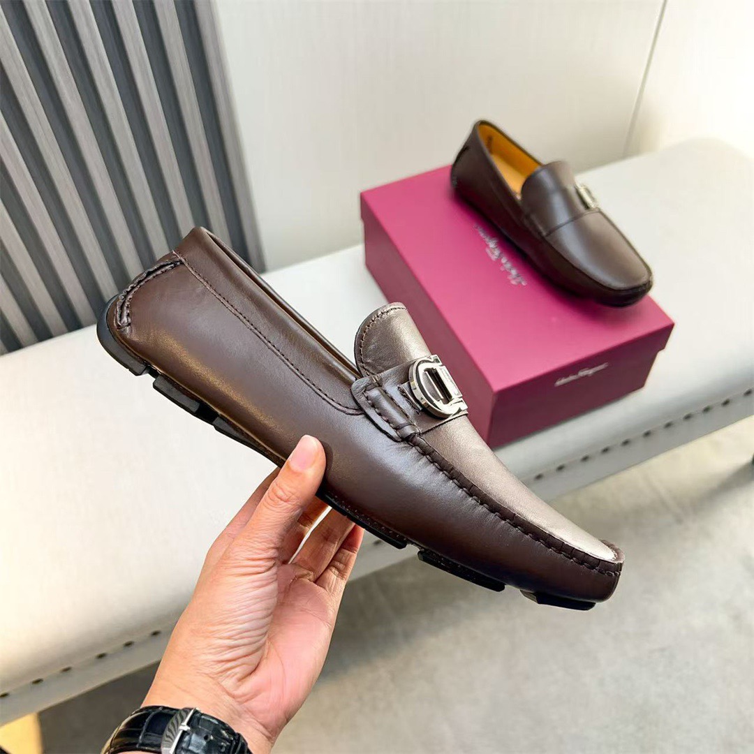 Ferragamo Style Black Leather Men's Shoes Men's Shoes Men's Shoes detail image 5 from source 783432