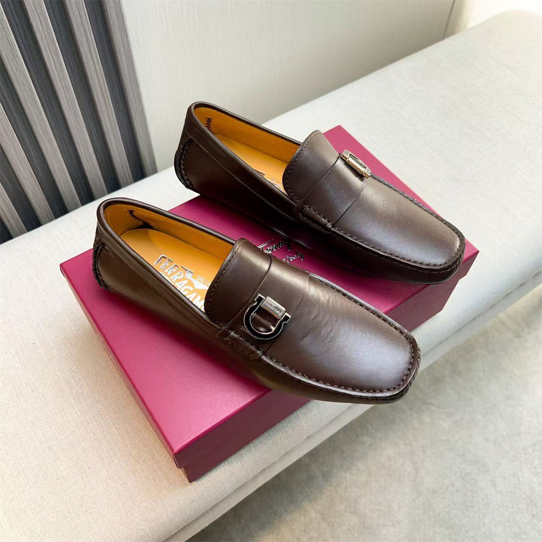 Ferragamo Style Black Leather Men's Shoes Men's Shoes Men's Shoes detail image 3 from source 783432
