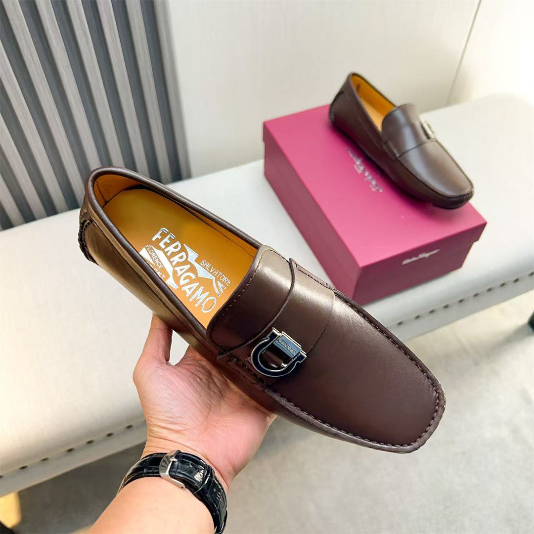Ferragamo Style Black Leather Men's Shoes Men's Shoes Men's Shoes detail image 4 from source 783432