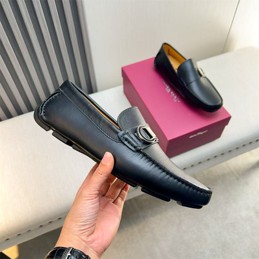 Ferragamo Style Black Leather Men's Shoes Men's Shoes Men's Shoes detail image 5 from source 783443