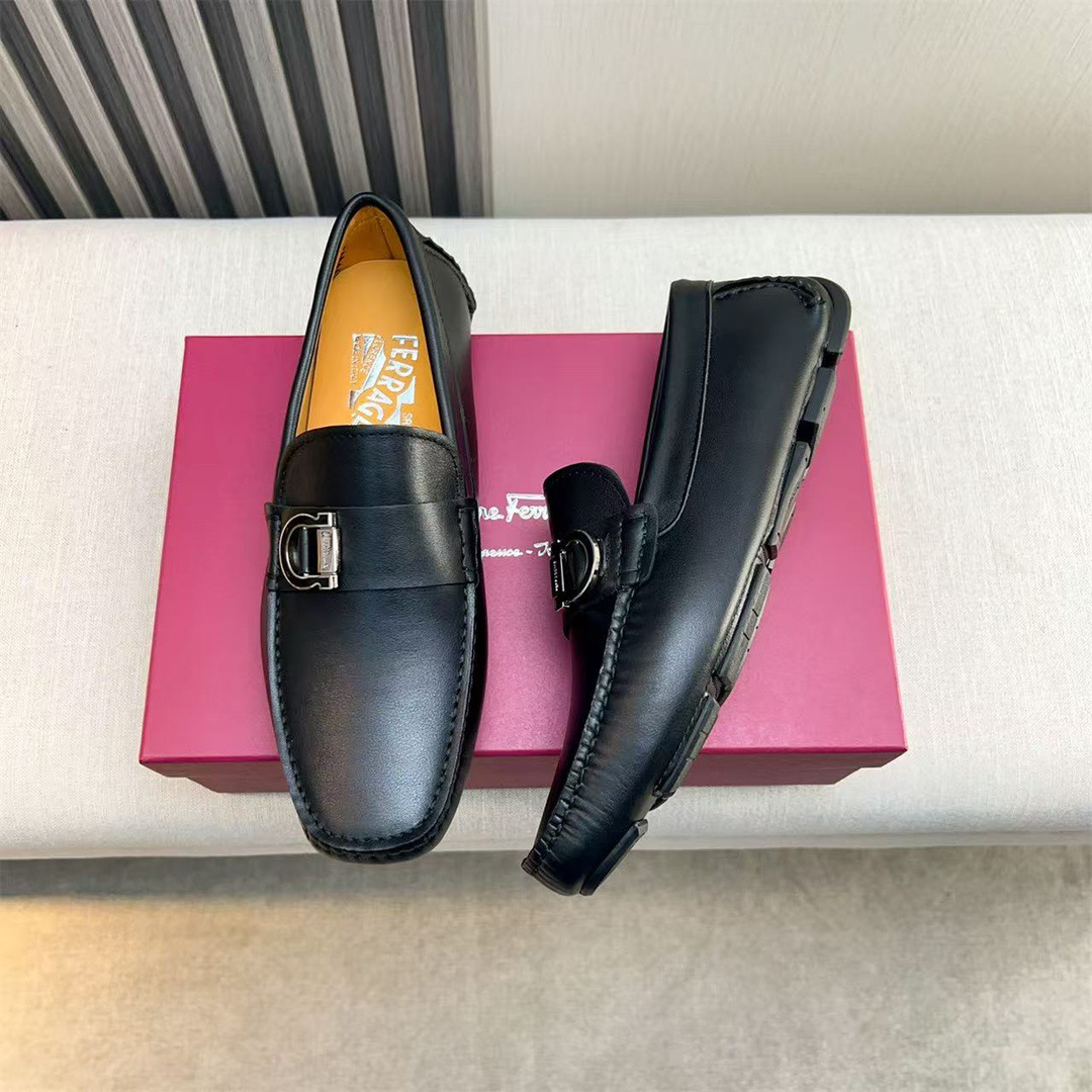 Ferragamo Style Black Leather Men's Shoes Lookbook Reference image 2