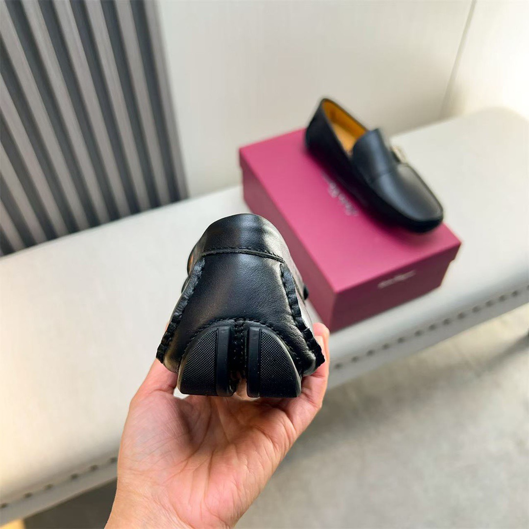 Ferragamo Style Black Leather Men's Shoes Men's Shoes Men's Shoes detail image 7 from source 783443