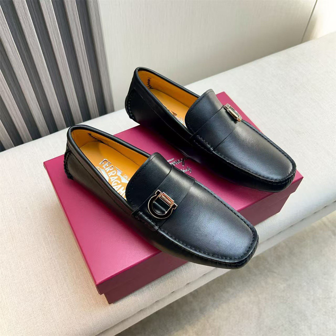 Ferragamo Style Black Leather Men's Shoes Lookbook Reference image 1