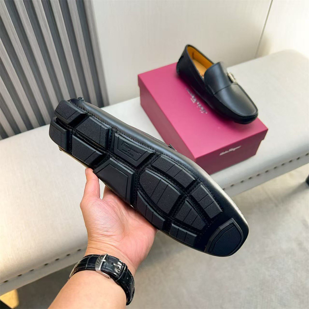 Ferragamo Style Black Leather Men's Shoes Men's Shoes Men's Shoes detail image 4 from source 783443