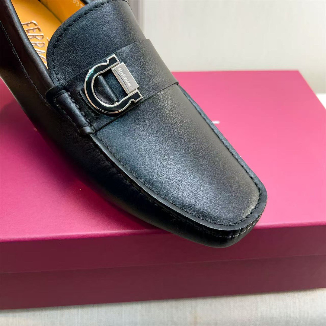Ferragamo Style Black Leather Men's Shoes Men's Shoes Men's Shoes detail image 9 from source 783443