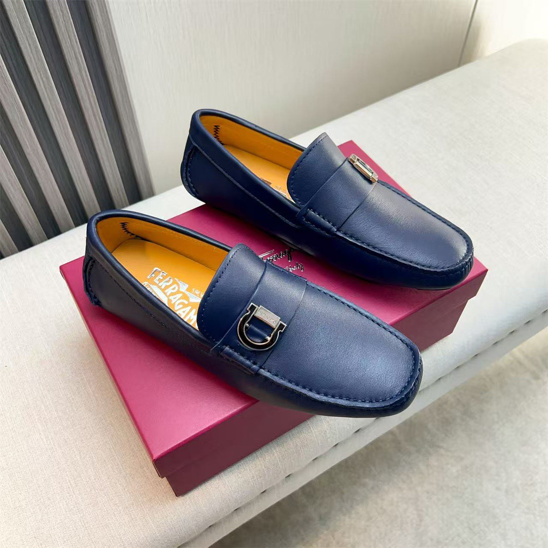 Ferragamo Style Black Leather Men's Shoes Men's Shoes Men's Shoes detail image 3 from source 783435