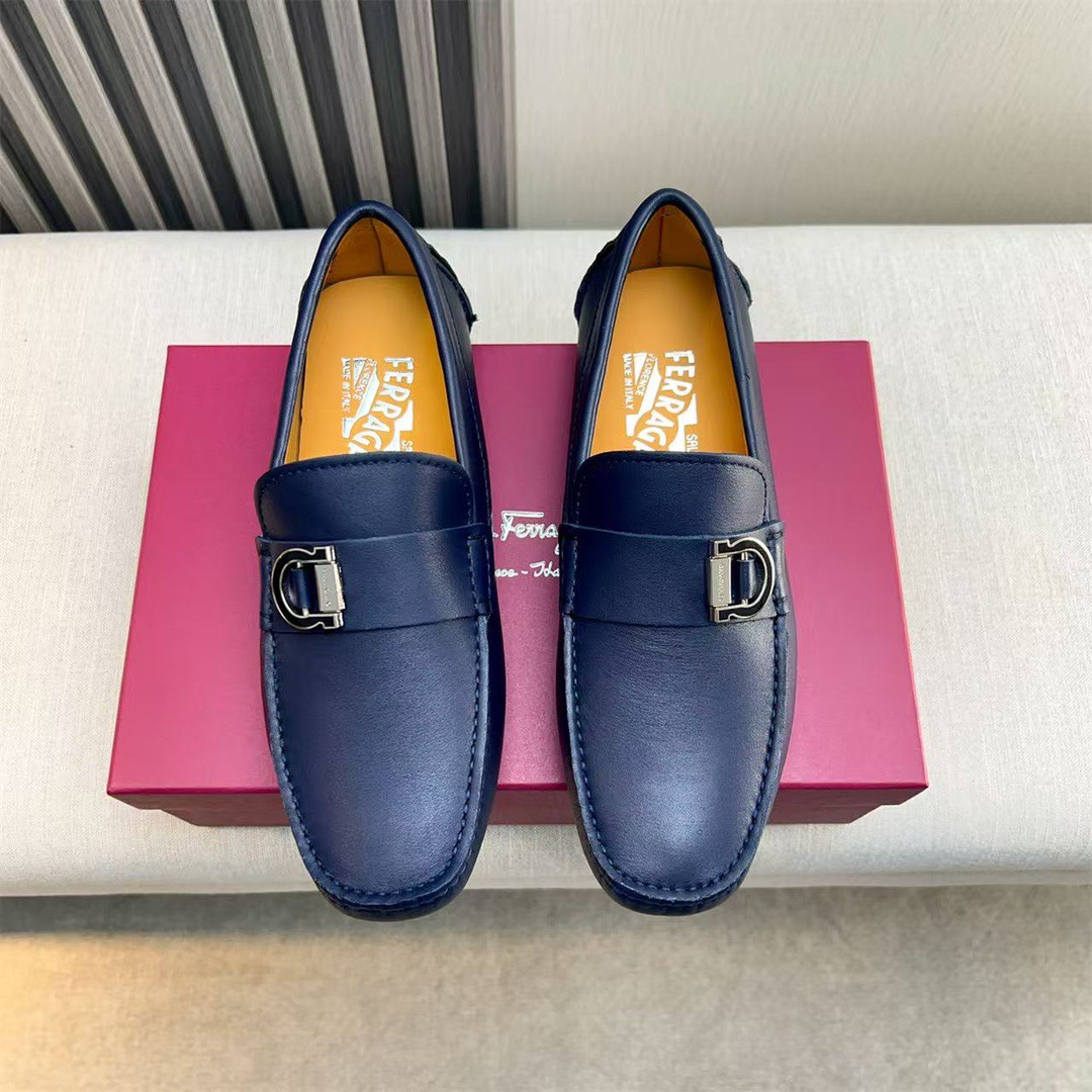 Ferragamo Style Black Leather Men's Shoes Lookbook Reference image 1