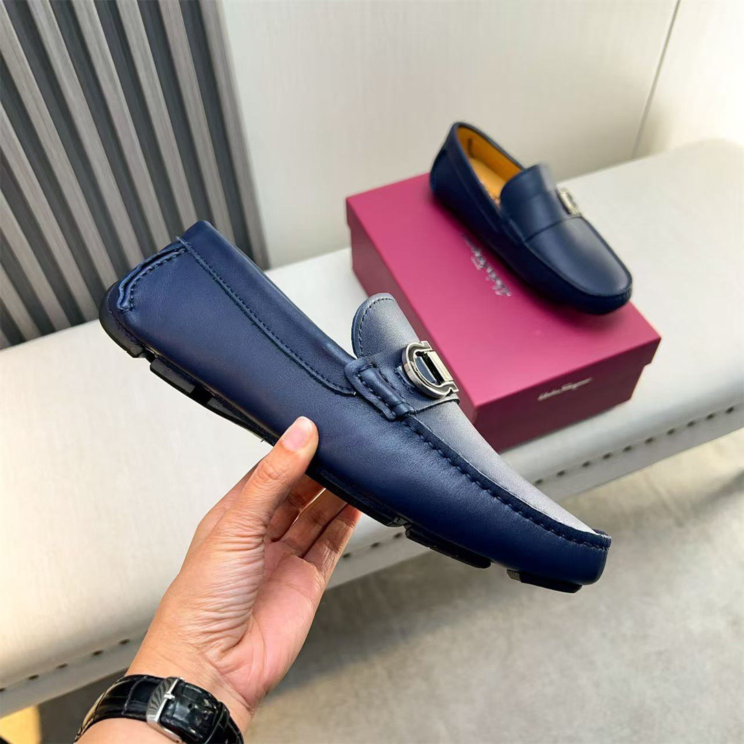 Ferragamo Style Black Leather Men's Shoes Men's Shoes Men's Shoes detail image 4 from source 783435