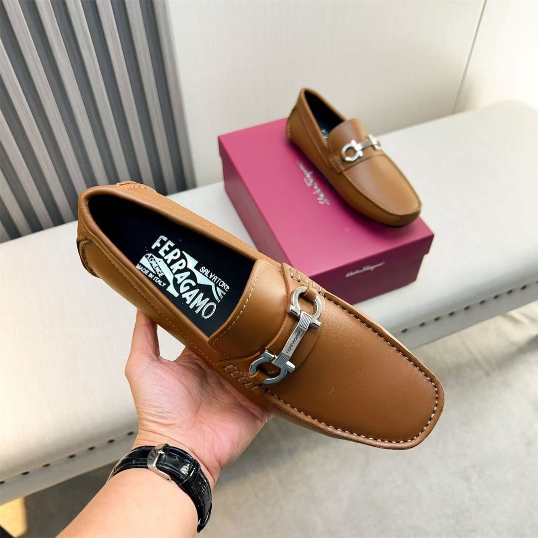 Ferragamo Style Black Leather Men's Shoes Men's Shoes Men's Shoes detail image 4 from source 783427