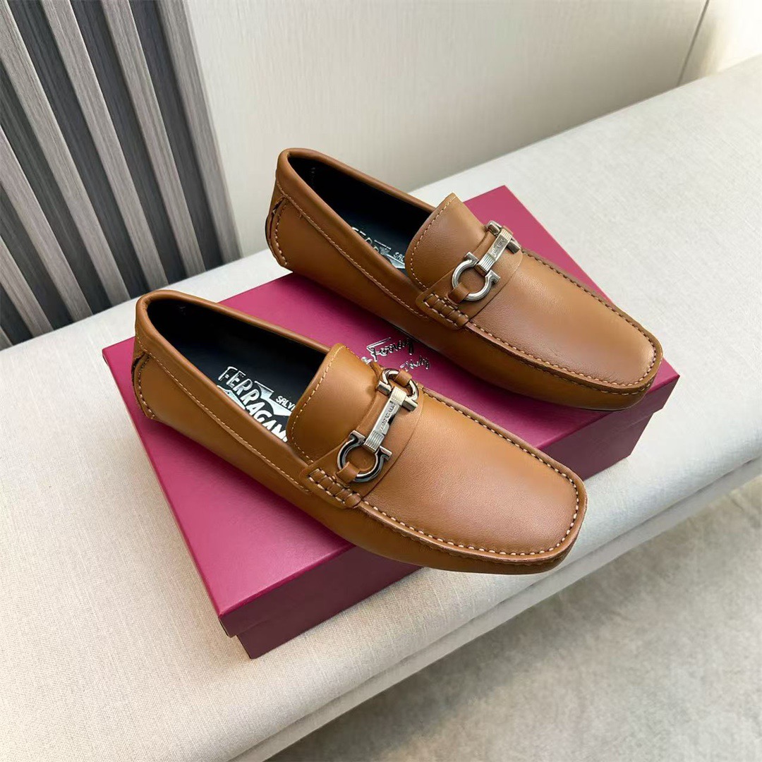 Ferragamo Style Black Leather Men's Shoes Men's Shoes Men's Shoes detail image 6 from source 783427