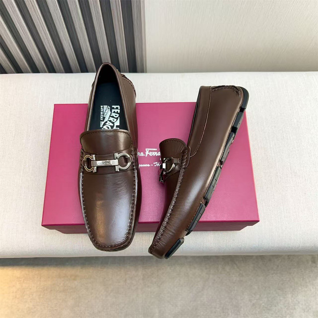 Ferragamo Style Black Leather Men's Shoes Men's Shoes Men's Shoes detail image 3 from source 783428