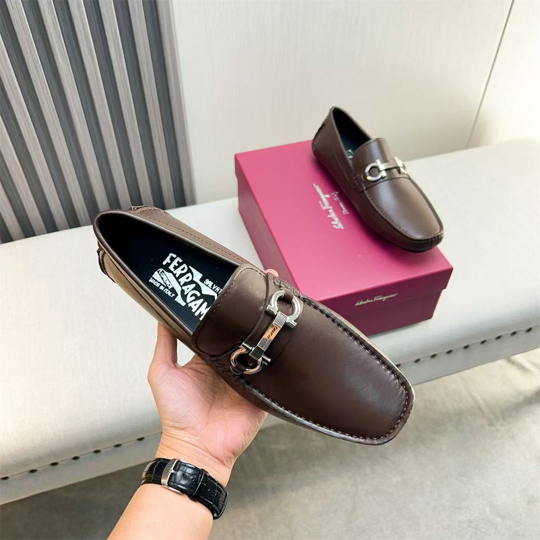 Ferragamo Style Black Leather Men's Shoes Men's Shoes Men's Shoes detail image 6 from source 783428