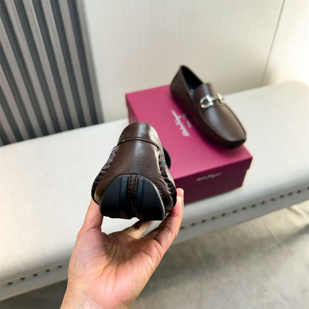 Ferragamo Style Black Leather Men's Shoes Men's Shoes Men's Shoes detail image 5 from source 783428