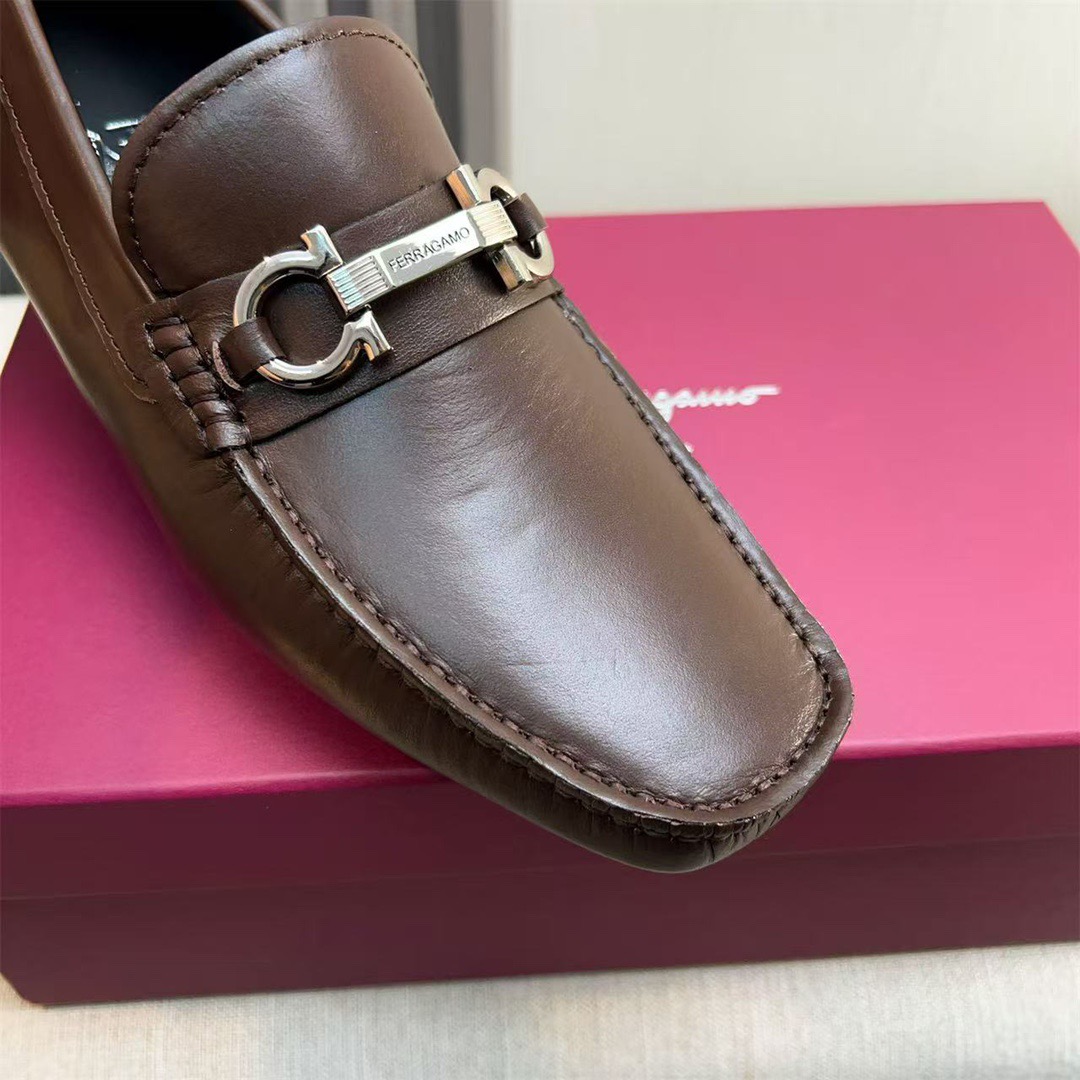 Ferragamo Style Black Leather Men's Shoes Men's Shoes Men's Shoes detail image 8 from source 783428