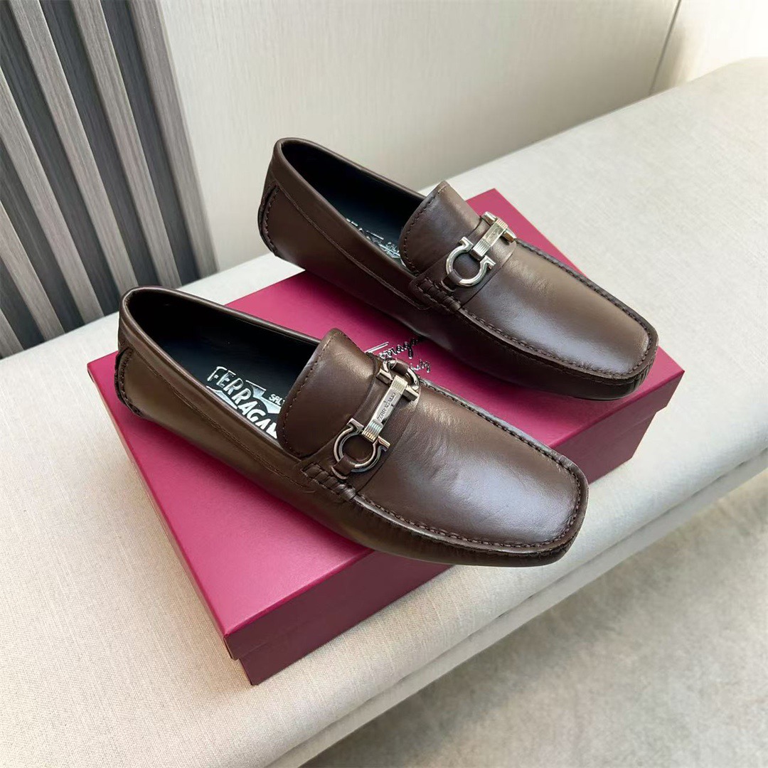 Ferragamo Style Black Leather Men's Shoes Lookbook Reference image 2