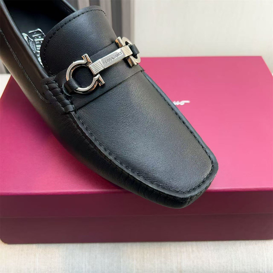 Ferragamo Style Black Leather Men's Shoes Men's Shoes Men's Shoes detail image 9 from source 783426