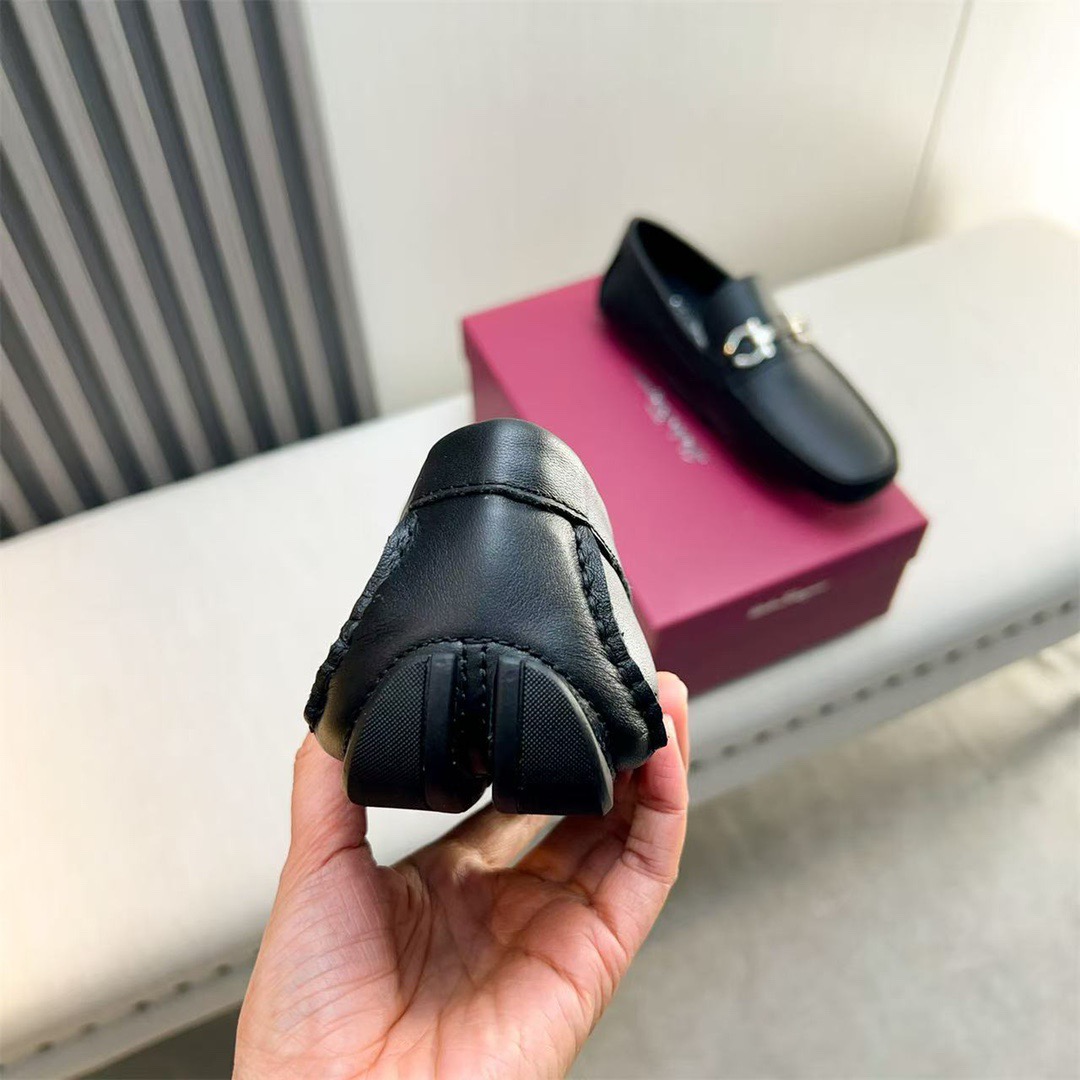 Ferragamo Style Black Leather Men's Shoes Men's Shoes Men's Shoes detail image 7 from source 783426