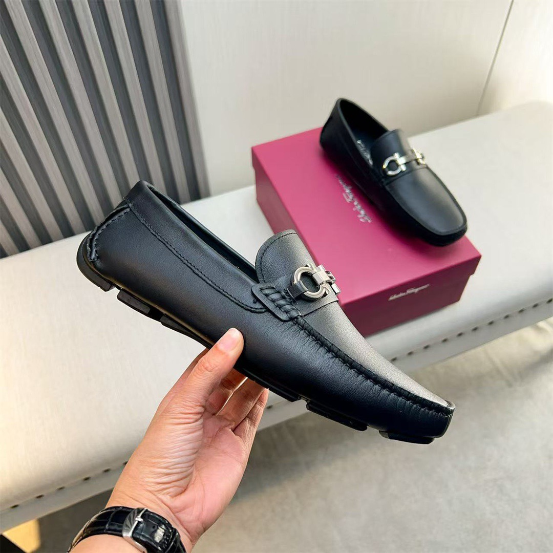 Ferragamo Style Black Leather Men's Shoes Men's Shoes Men's Shoes detail image 6 from source 783426