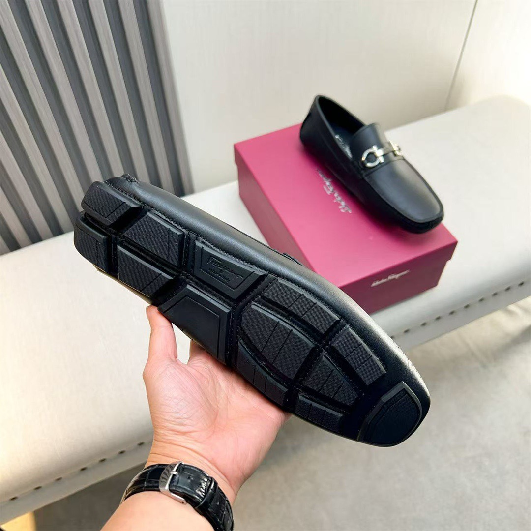 Ferragamo Style Black Leather Men's Shoes Men's Shoes Men's Shoes detail image 5 from source 783426