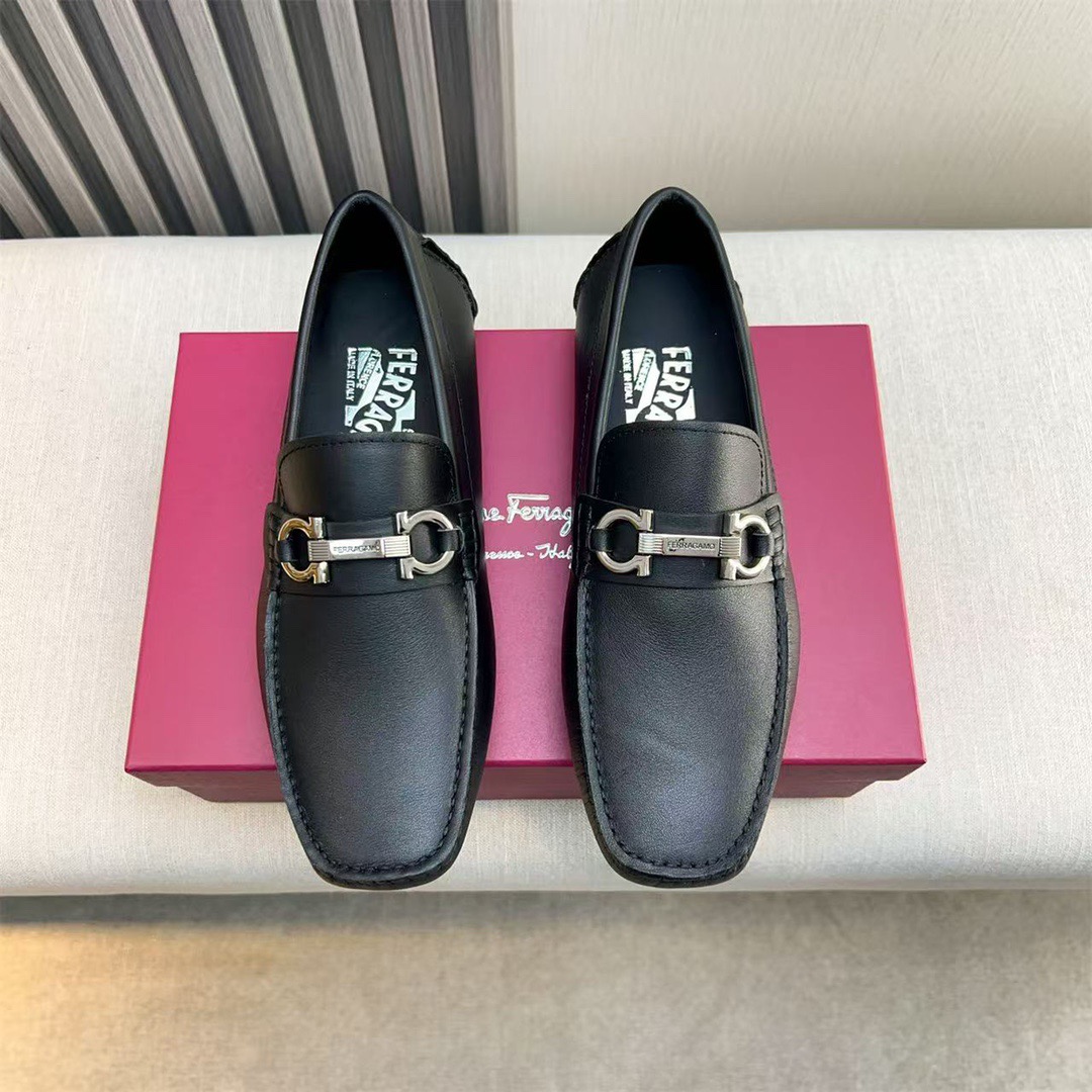Ferragamo Style Black Leather Men's Shoes Lookbook Reference image 1