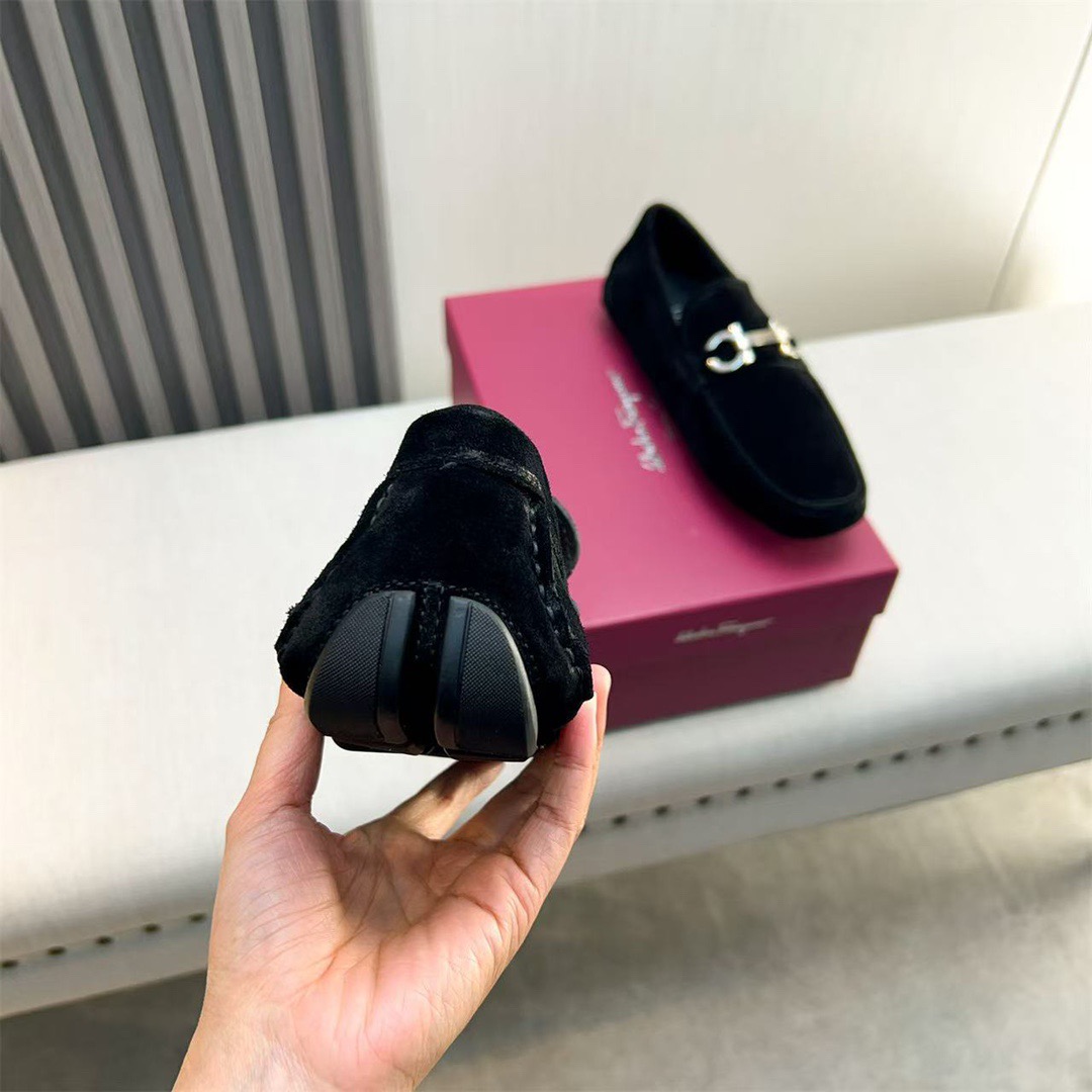 Ferragamo Style Black Leather Men's Shoes Men's Shoes Men's Shoes detail image 3 from source 783430