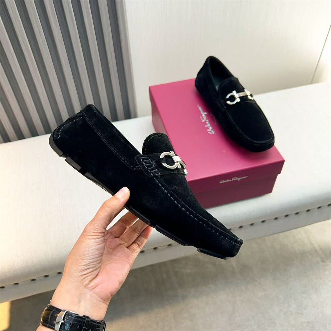 Ferragamo Style Black Leather Men's Shoes Men's Shoes Men's Shoes detail image 4 from source 783430