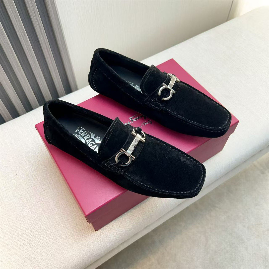 Ferragamo Style Black Leather Men's Shoes Lookbook Reference image 1