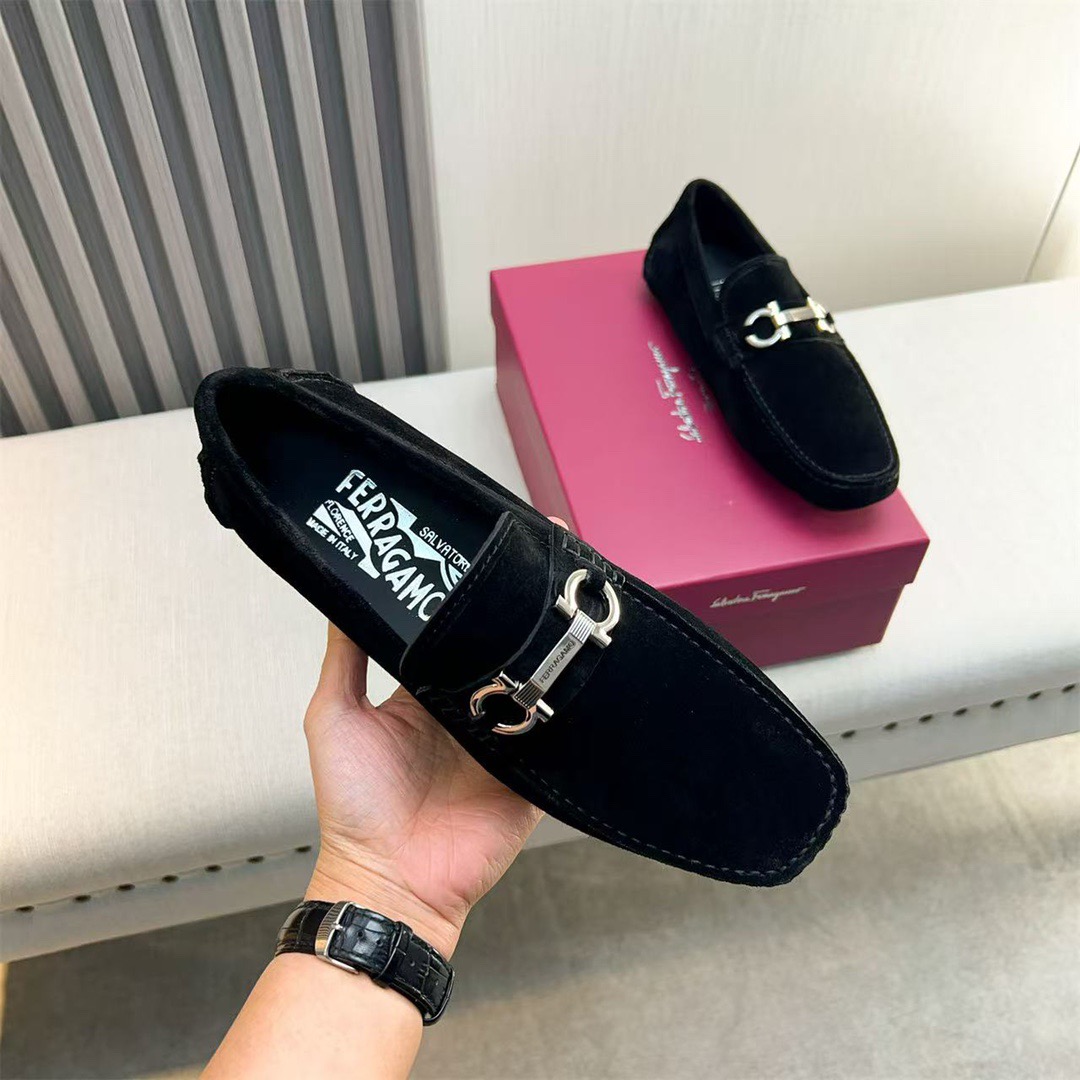 Ferragamo Style Black Leather Men's Shoes Lookbook Reference image 2
