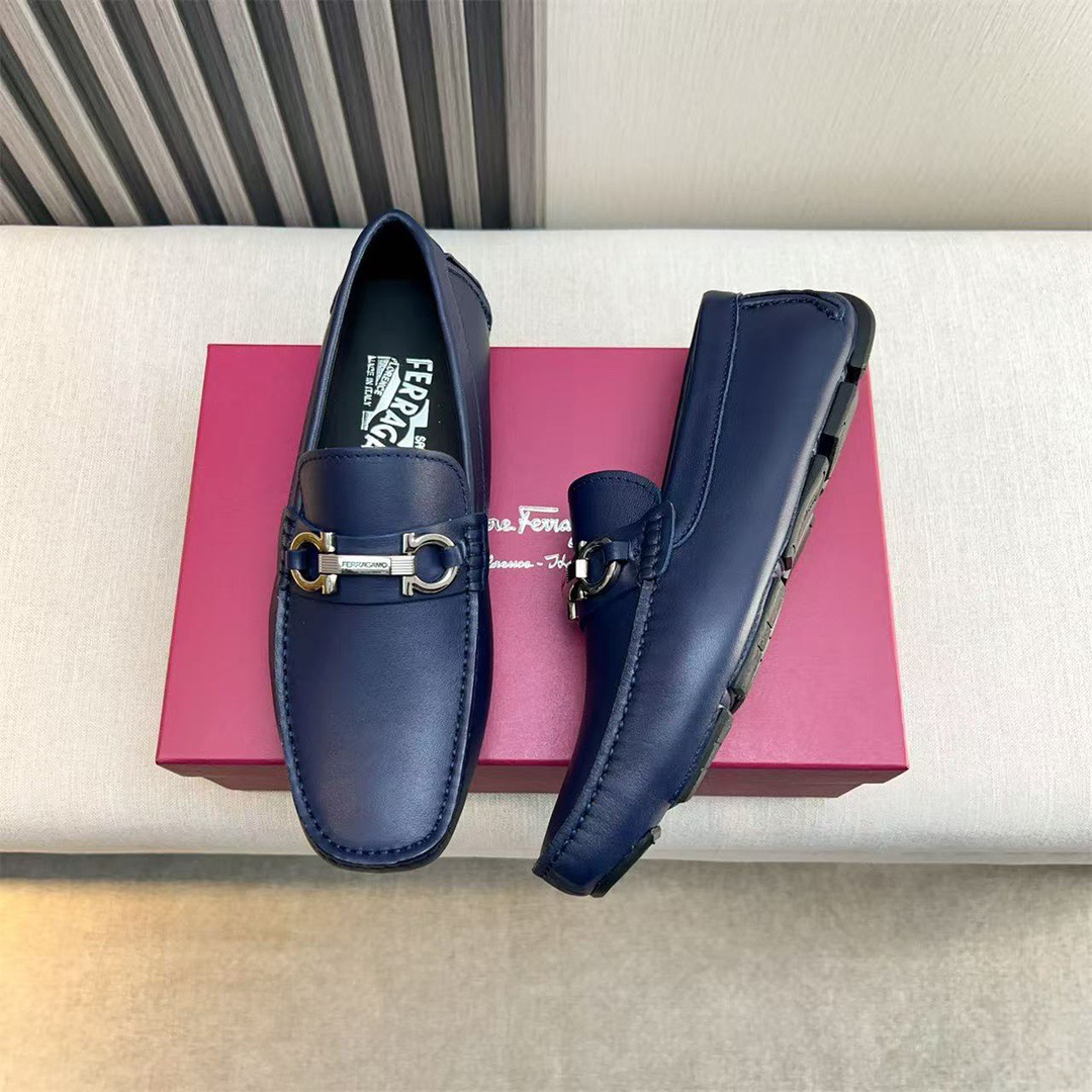 Ferragamo Style Black Leather Men's Shoes Lookbook Reference image 2