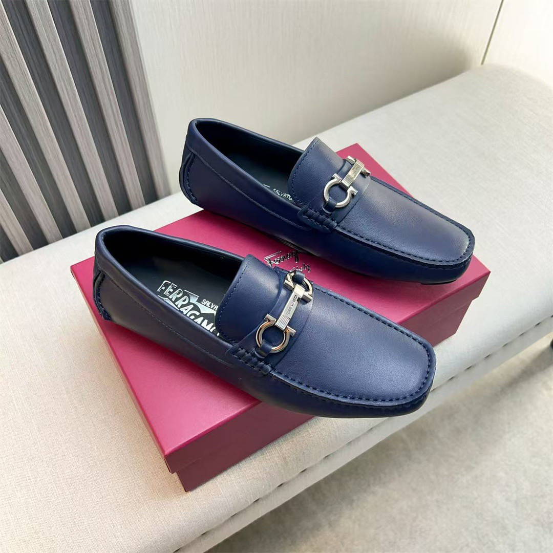 Ferragamo Style Black Leather Men's Shoes Men's Shoes Men's Shoes detail image 6 from source 783429