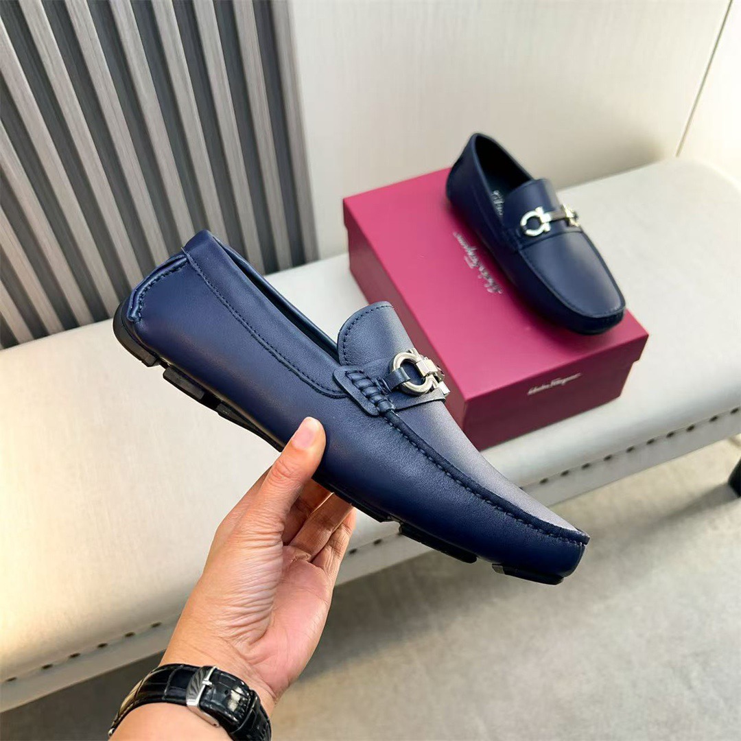 Ferragamo Style Black Leather Men's Shoes Men's Shoes Men's Shoes detail image 4 from source 783429