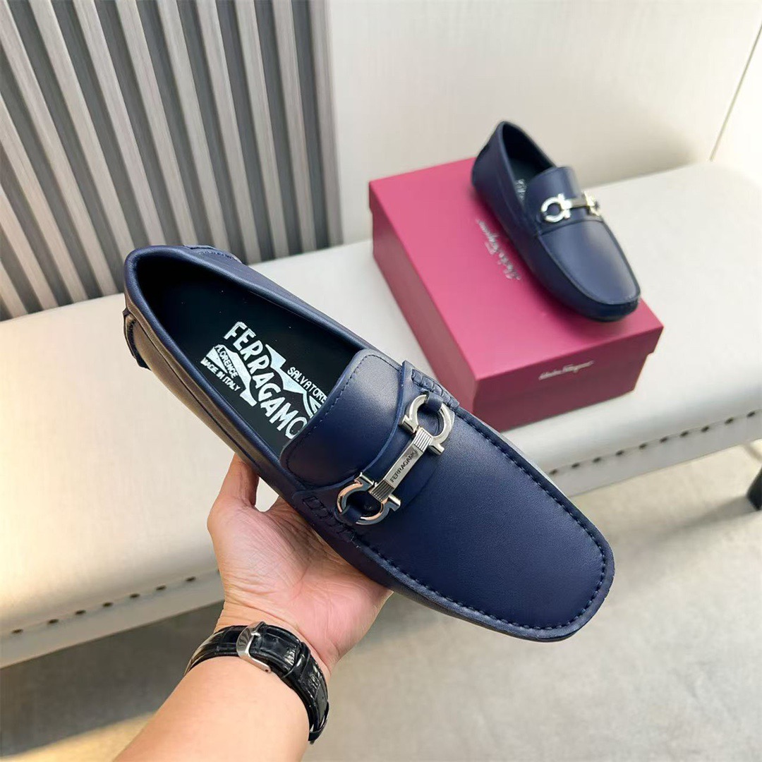 Ferragamo Style Black Leather Men's Shoes Men's Shoes Men's Shoes detail image 5 from source 783429