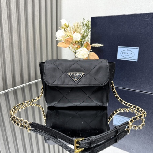 PRADA Vintage Quilted Nylon Crossbody Bag with Chain Strap - Black 1 PRADA Vintage Quilted Nylon Crossbody Bag with Chain Strap - Black