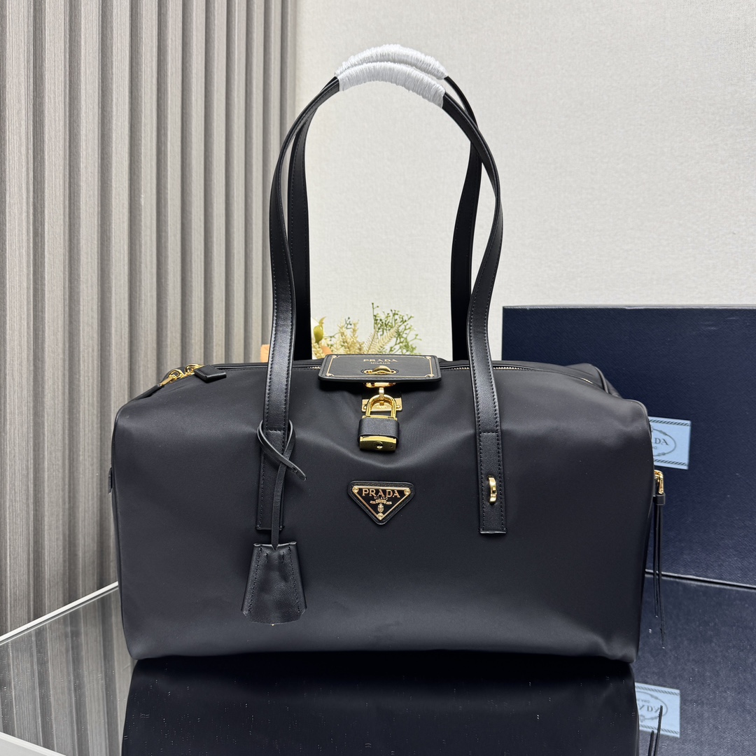 Prada Large Black Re-Nylon Handbag, 1BB135 - Stylish & Functional Tote Bag