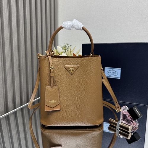 Prada Saffiano Leather Bucket Bag with Detachable Strap - 22 x 23 x 13 cm 1 Prada Saffiano Leather Bucket Bag with Detachable Strap - 22 x 23 x 13 cm