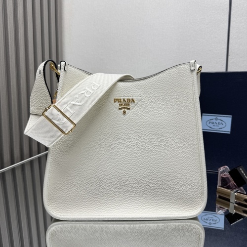 Prada White Leather Mini Shoulder Bag with Logo Strap - Modern Style 1 Prada White Leather Mini Shoulder Bag with Logo Strap - Modern Style